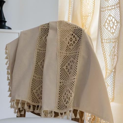 Deeprove Boho Curtains 59x96 Inches Cream Cotton Panel