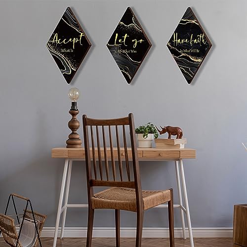 3 Pcs Black Gold Wall Decor with Quotes