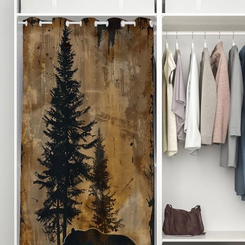 Fangpamz Rustic Bear Door Curtain 34W x 80L