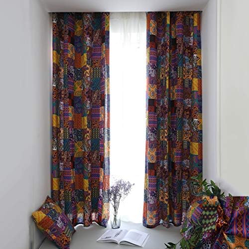 JAIJY Patchwork Curtain Panel 55x94 Rod Pocket Boho Decor