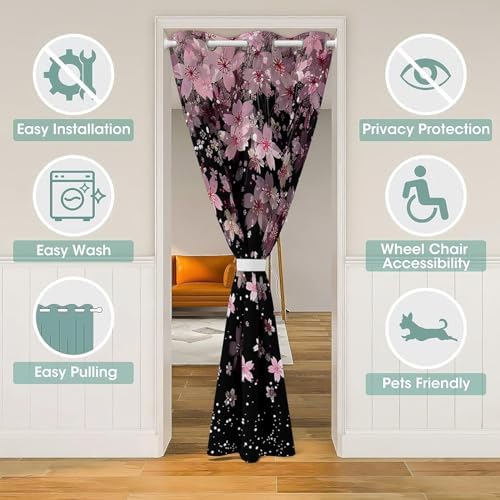 Feelyou Cherry Blossoms Door Curtain Privacy 1 Panel 42x80