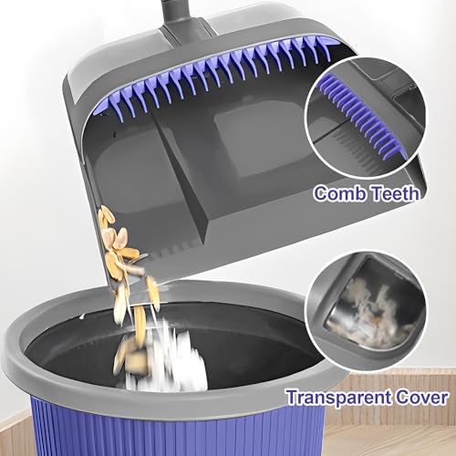 TRENNCHI Collapsible Broom Dustpan Combo 54 Inch Long Handle