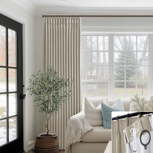 SHINELAND Pinch Pleated Soundproof Curtains 2 Panels Set