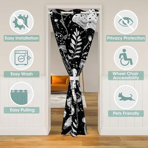 Feelyou Mushroom Door Curtain 1 Panel 42x80 Kawaii
