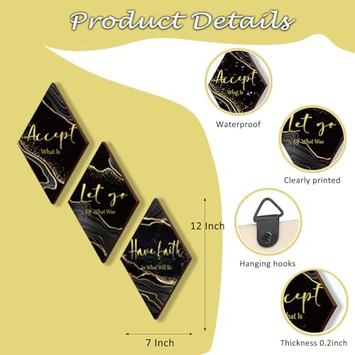 3 Pcs Black Gold Wall Decor with Quotes