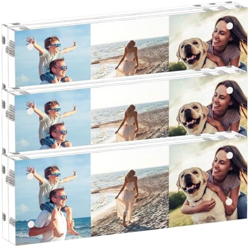 ILYXY 3 Pack 20mm Thick Frameless Acrylic Picture Frames