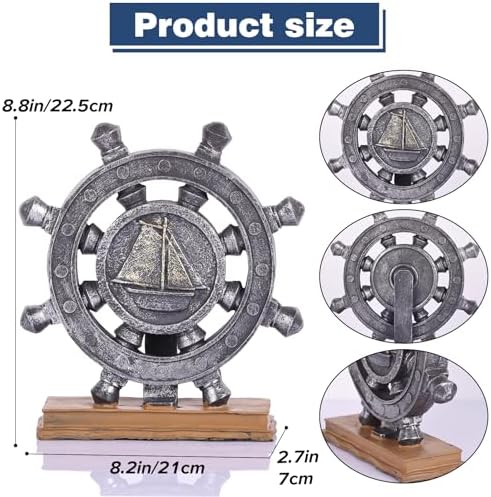 Orebm Nautical Rudder Resin Statue for Home Decor