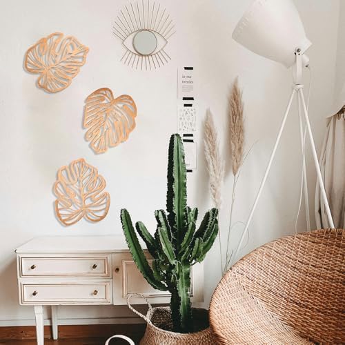ULIOMU Palm Leaves Wall Decor 3Pcs Light Brown 1