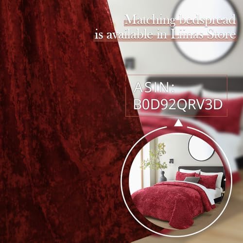Liians Velvet Blackout Curtains 2 Panels Burgundy 52x96 Inch