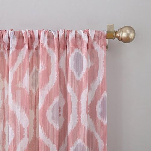 No 918 Ikat Sheer Curtain Panel 50 x 95 Coral