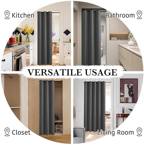 RYB HOME Blackout Door Curtain Grey 34x80 1 Panel