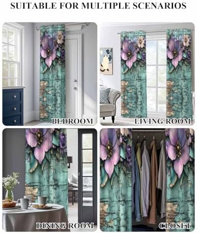 Carosoffe Purple Floral Door Curtain 52x96 Blackout Panel 1