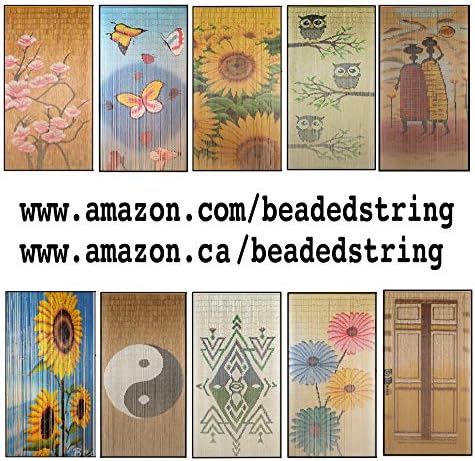 Natural Wood Beaded Curtain with Owl Design 1