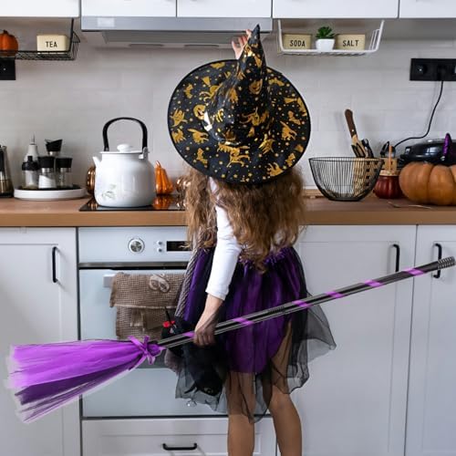 Halloween Witch Broom Purple Cosplay Prop