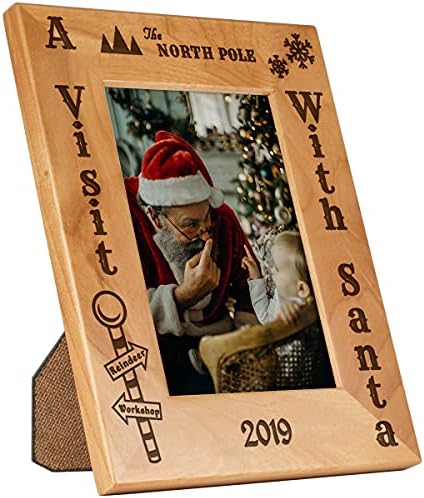 PlaqueMaker Visit with Santa 4x6 Photo Frame - Customizable Name Year