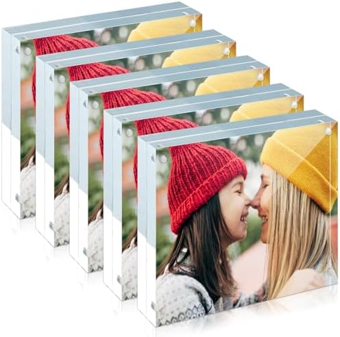 ILYXY 5 Pack 24mm Thick Frameless Acrylic Picture Frames