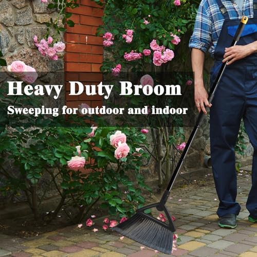 Heavy Duty Angle Broom for Indoor Outdoor Cleaning