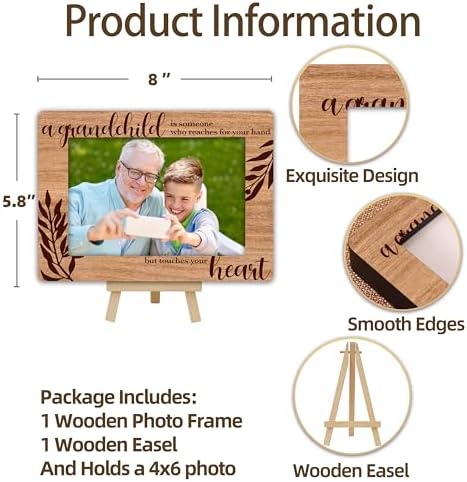OXRUN Grandparents Wooden Photo Frame with Easel