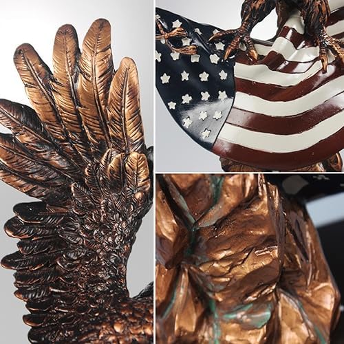 Bald Eagle with American Flag Statue Decor Figurine