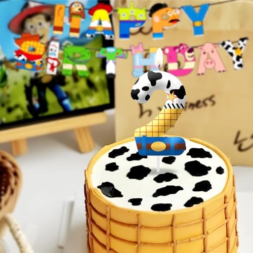 AONIART 5th Birthday Candle with Cowboy Design