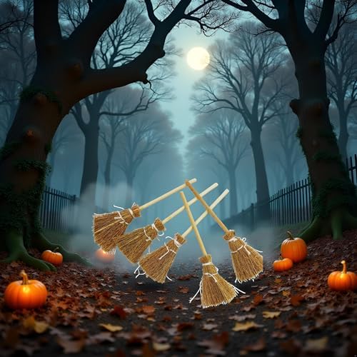 5Pcs Halloween Witch Broom Miniature Props 1