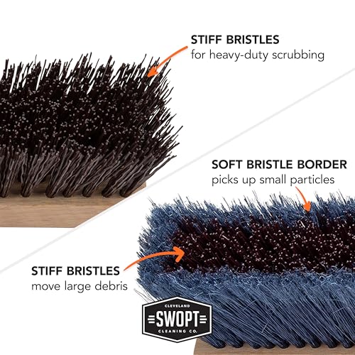 SWOPT 10 Deck Brush 24 Push Broom Combo with 60 Wooden Handle