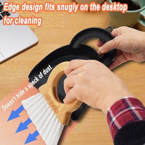 Xifando Mini Broom and Dustpan Set with Bamboo Handle