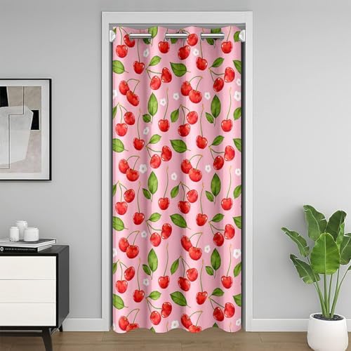 Cherry Print Door Curtain 42x80 Blackout Panel