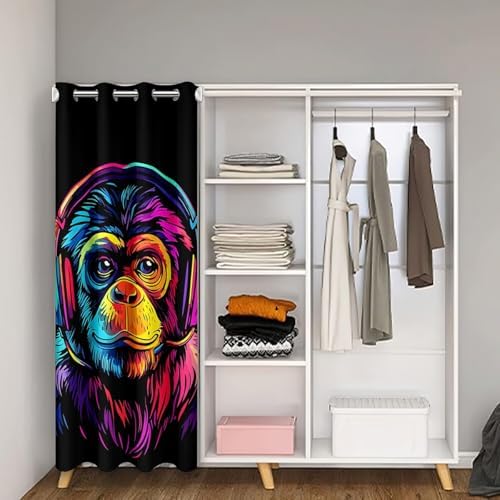 Feelyou 42x80 Inch Velvet Door Curtain with 3D Monkey Design