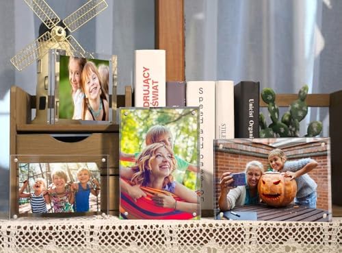 ILYXY 3 Pack 20mm Thick Frameless Acrylic Picture Frames