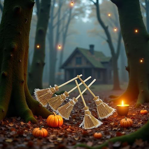 5Pcs Halloween Witch Broom Miniature Props 1