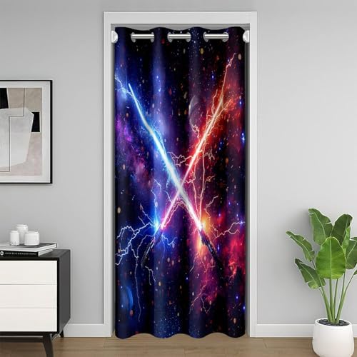 Jejeloiu Blue Red Lightsaber Door Curtain for Privacy