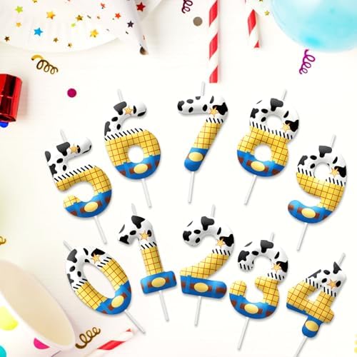 AONIART 5th Birthday Candle with Cowboy Design