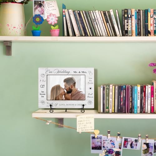 AWDSTN Wooden Photo Frame with Iron Stand for Tabletop Display