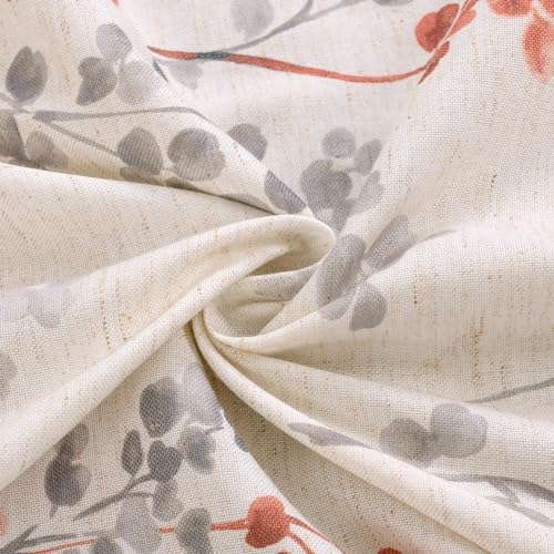 BGment Linen Curtains 90 Inch 2 Panels Terracotta Floral