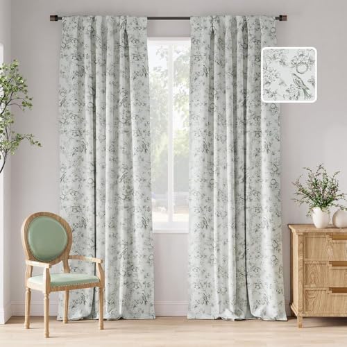 Jinchan 95 Blackout Floral Curtains 2 Panels