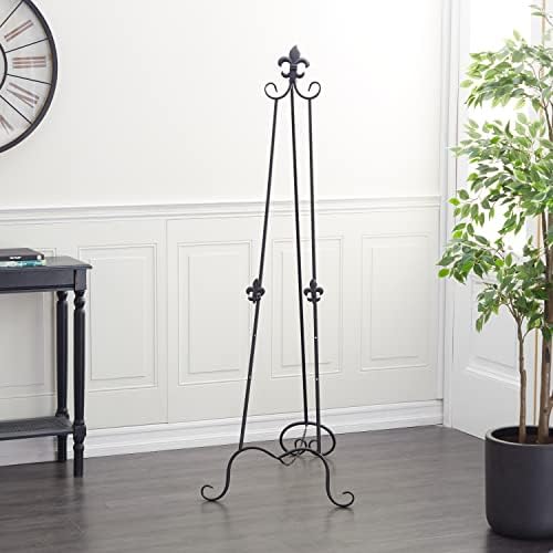 Deco 79 Metal Scroll Display Easel with Chain Support Black