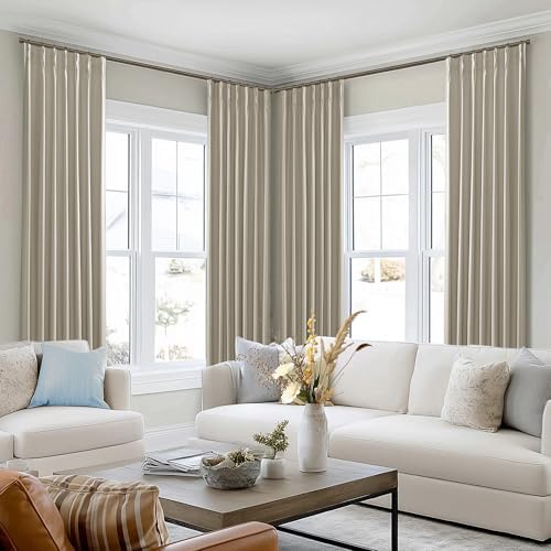 SHINELAND Pinch Pleated Soundproof Curtains 2 Panels Set