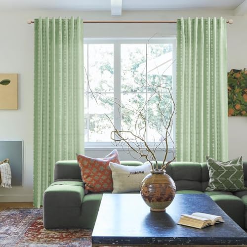 Sage Green Linen Sheer Curtains for Bedroom