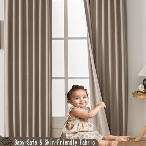 100 Blackout Linen Curtains 96 Inch Long 2 Panels