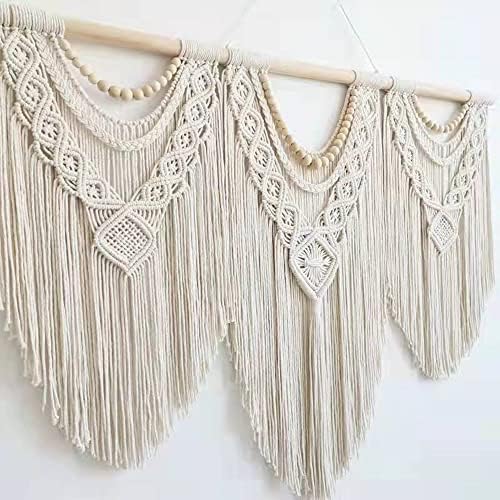 Guzhiou Macrame Wall Hanging - Boho Wood Bead Decor