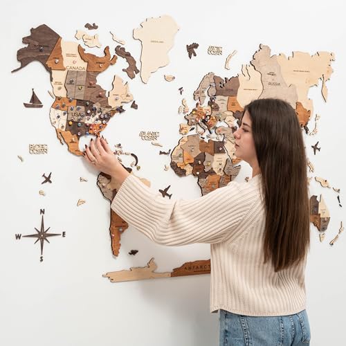 ENJOY THE WOOD 3D World Map Wall Decor
