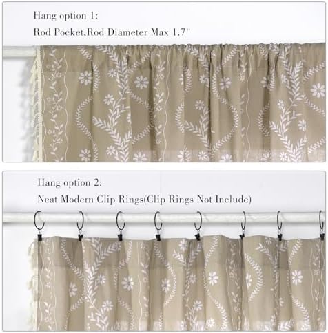 Schweek Boho Floral Linen Curtains 96 Inch Length 2 Panels