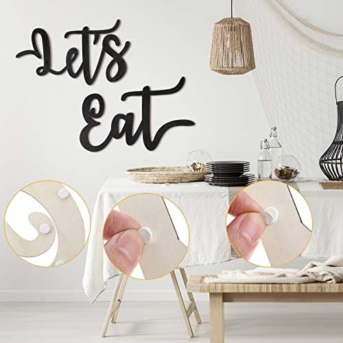 Jetec 2 Piece Lets Eat Wooden Sign Kitchen Decor