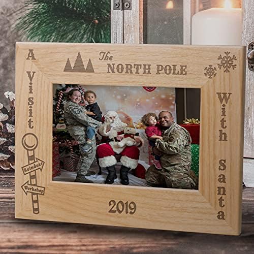PlaqueMaker Visit with Santa 4x6 Photo Frame - Customizable Name Year