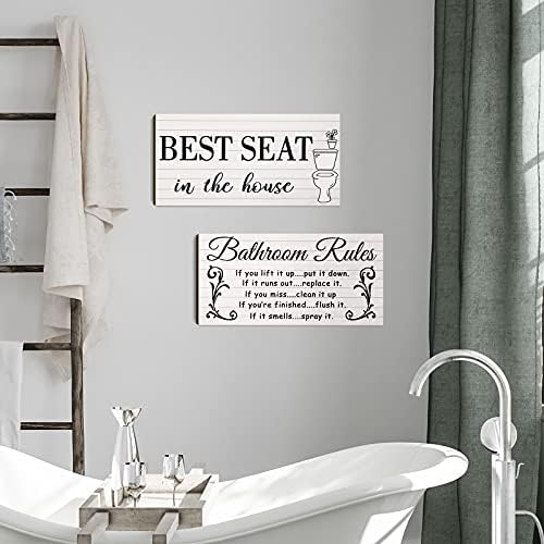 Jetec 2 Pieces Funny Bathroom Wall Art Signs