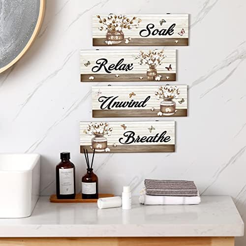 Tradder 4 Pcs Rustic Farmhouse Wall Art Decor Plaques