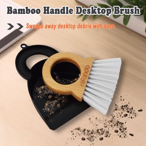 Xifando Mini Broom and Dustpan Set with Bamboo Handle