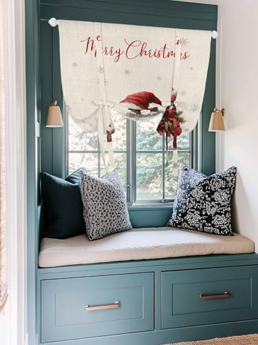 Cuang Life Tie Up Curtains 34x45in Gray Snowflake Retro Linen