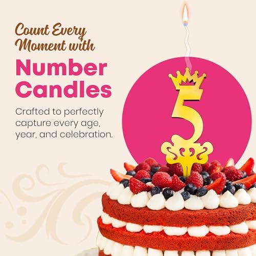 Gold Glitter Number 5 Luxury Reusable Cake Topper
